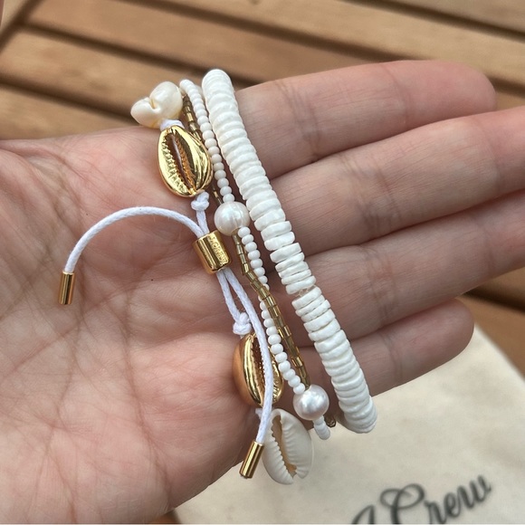J.Crew Seaside Bracelet Set of 3 NWT vacation jewelry fresh water pearl New - Picture 7 of 12